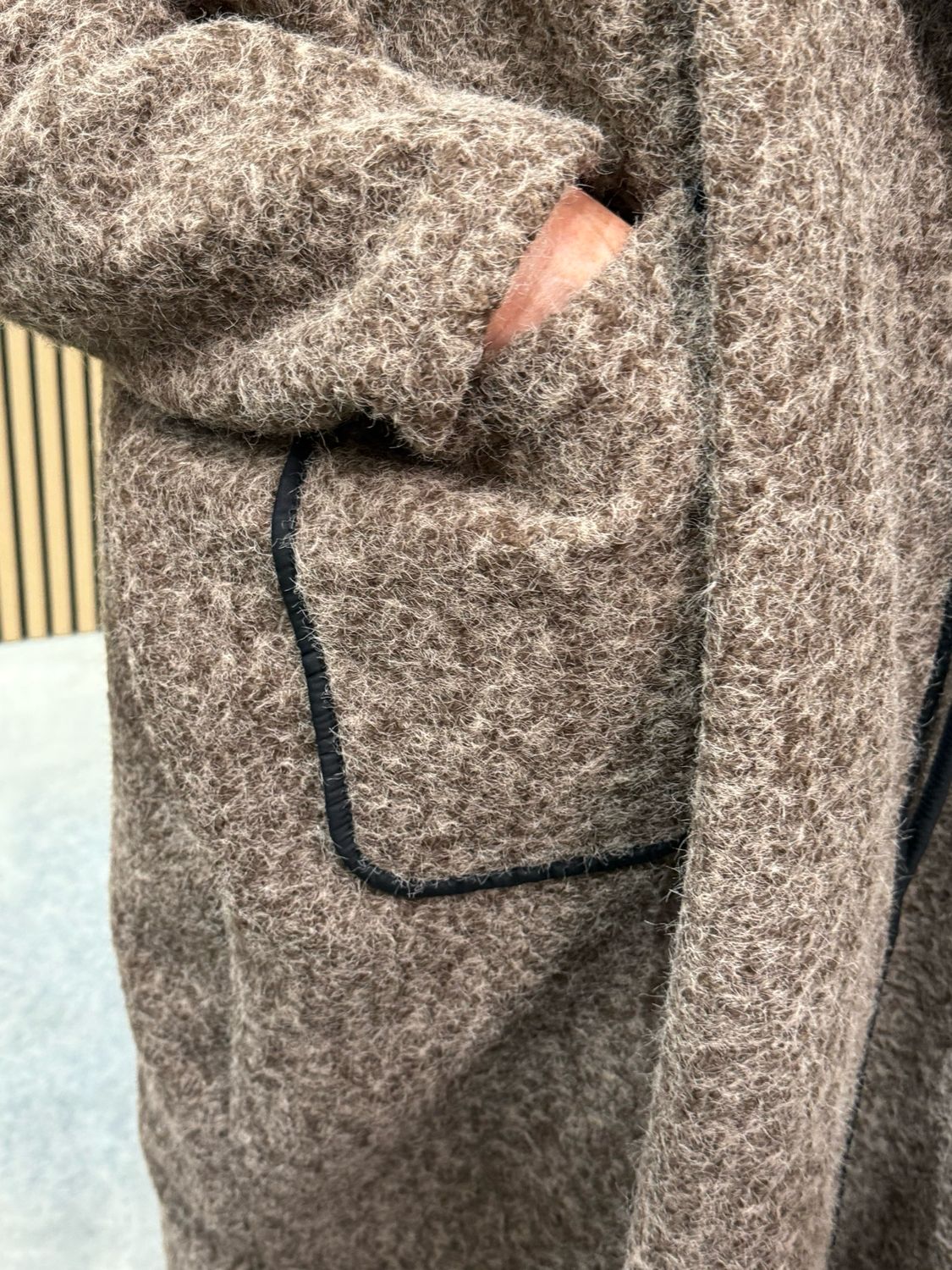 Textured Wool Blend Jacket - Taupe