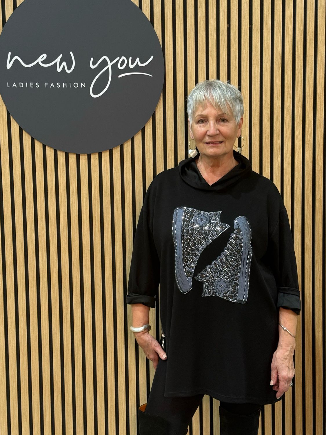 Hooded Tunic With Sneaker Design - Black