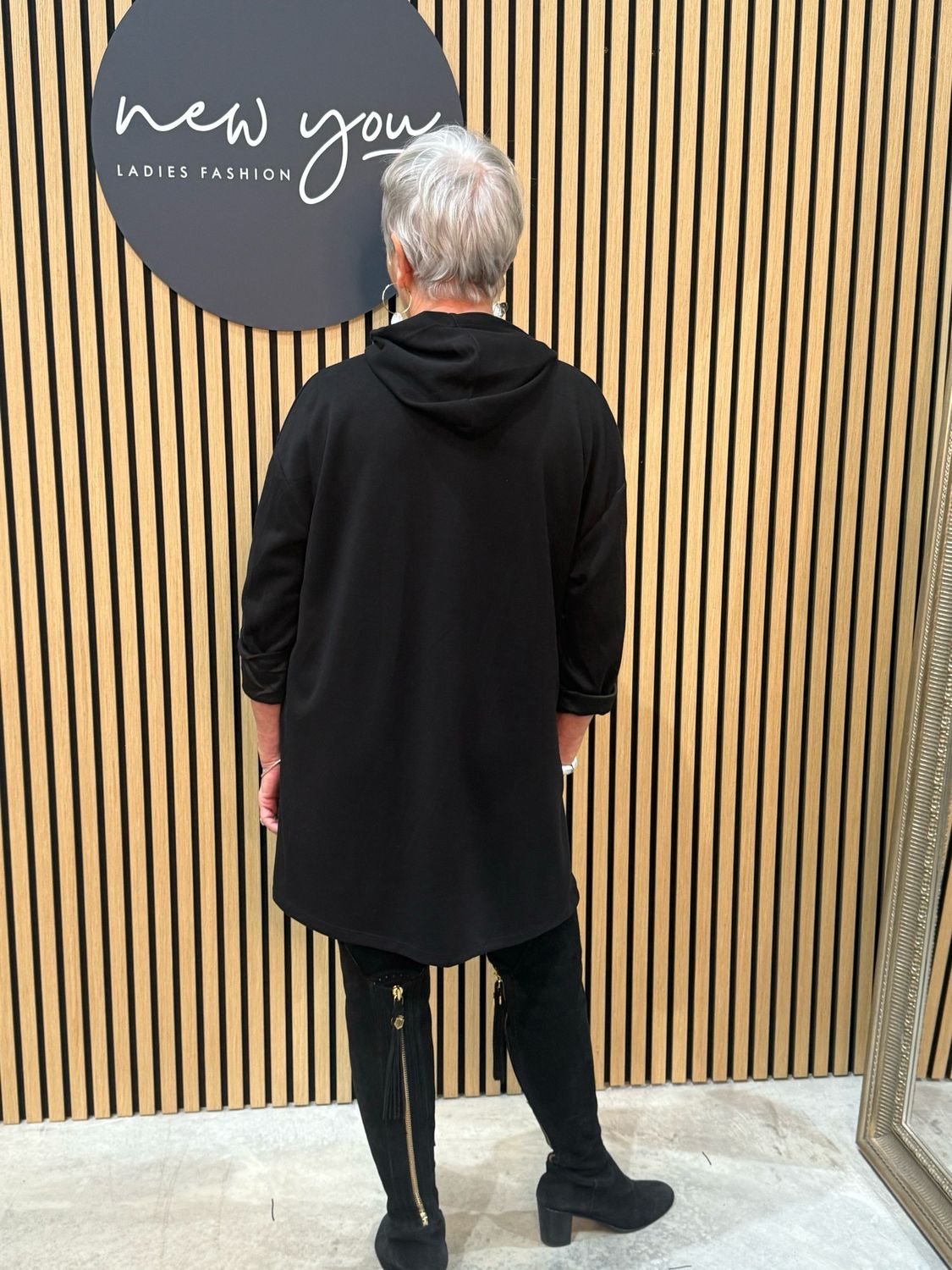 Hooded Tunic With Sneaker Design - Black