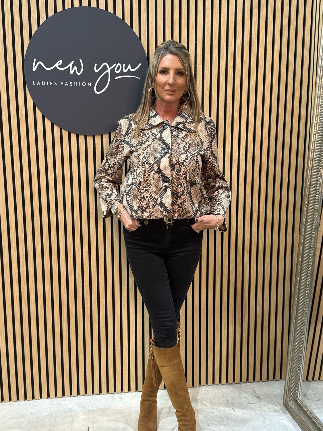 Snake Print Button Jacket