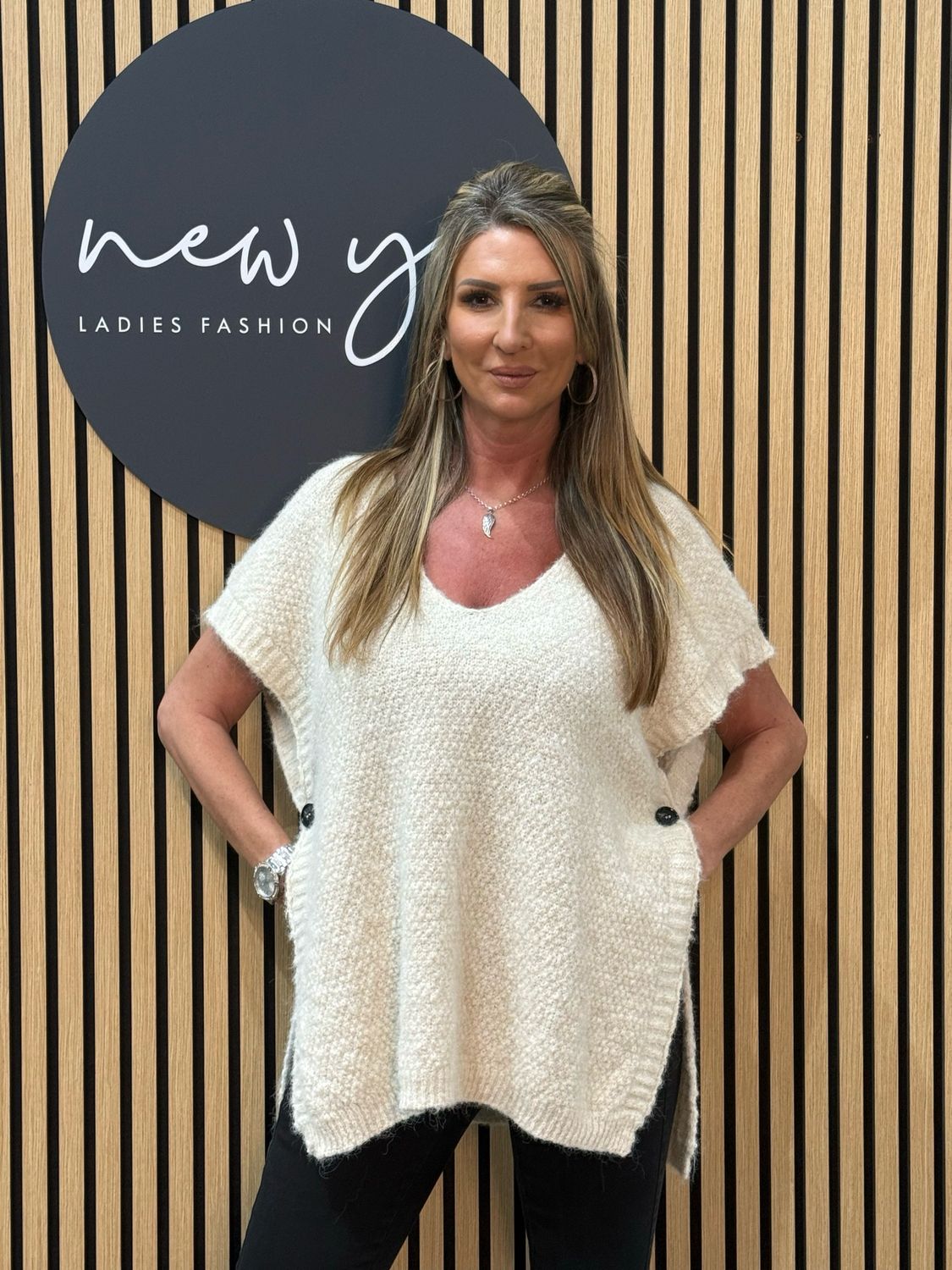 Soft Knit Poncho - Cream