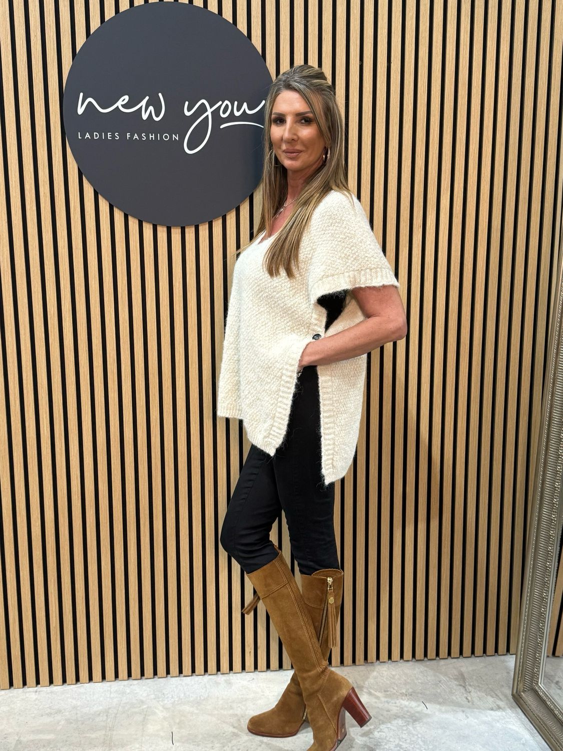 Soft Knit Poncho - Cream