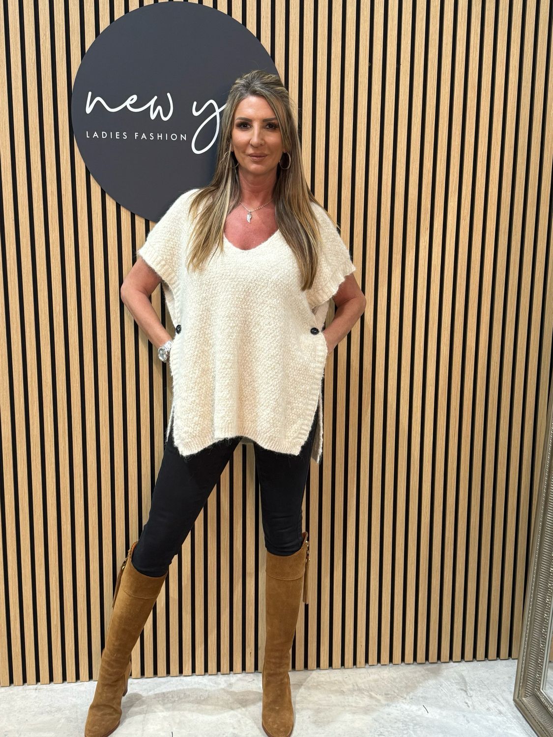 Soft Knit Poncho - Cream