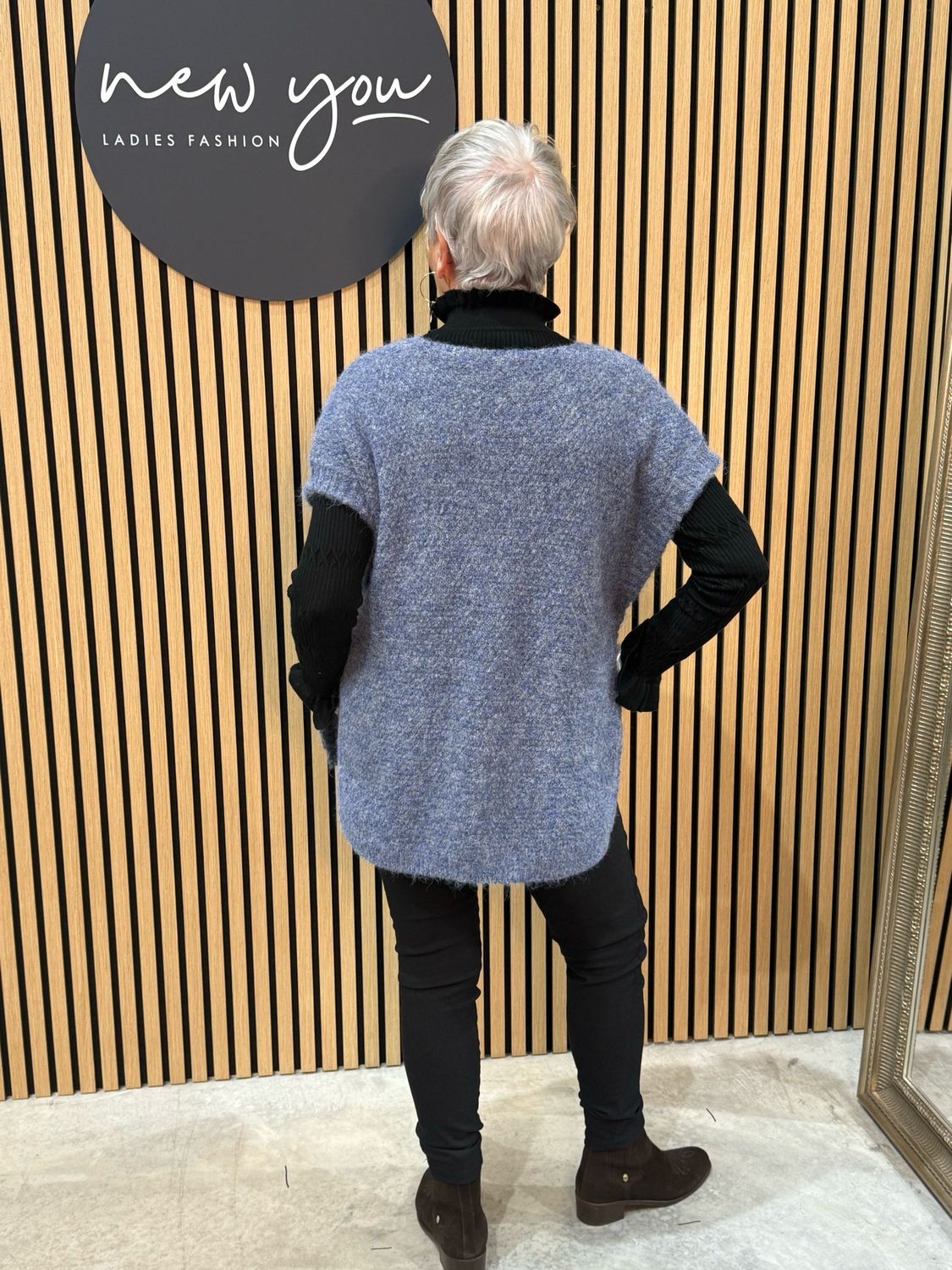 Soft Knit Poncho - Denim