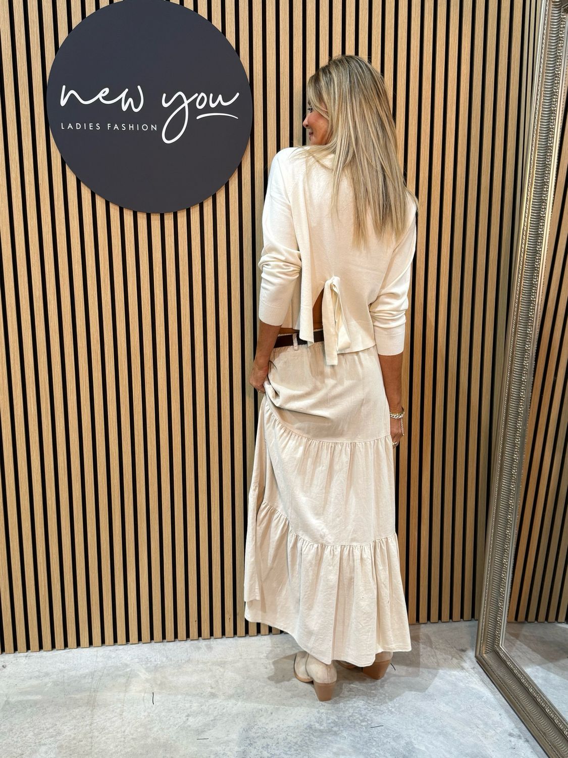 Tiered Cotton Maxi Skirt - Cream