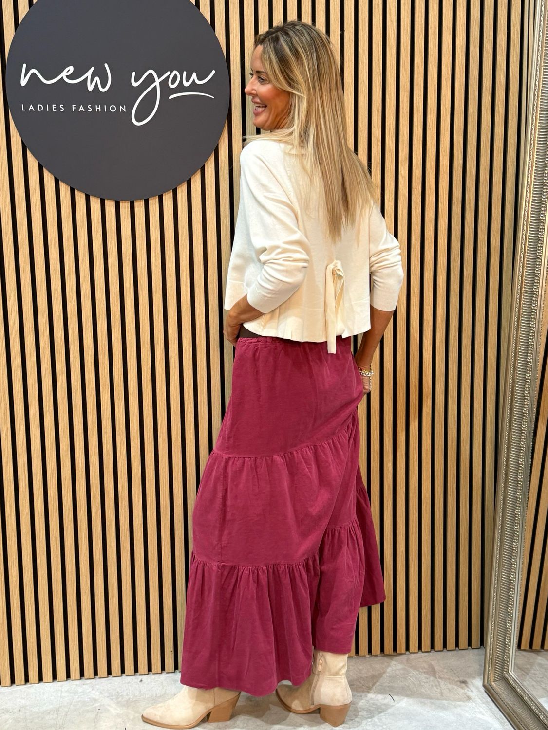 Tiered Cotton Maxi Skirt - Raspberry