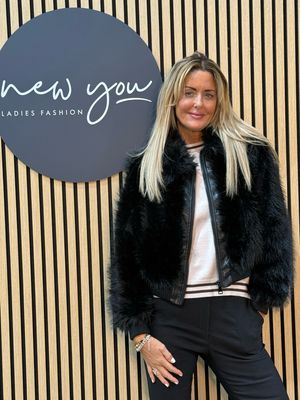 Faux Fur &amp; Leather Look Jacket - Black