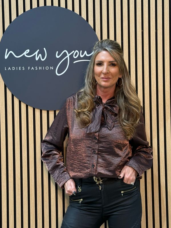 Metallic Pussy Bow Blouse - Bronze