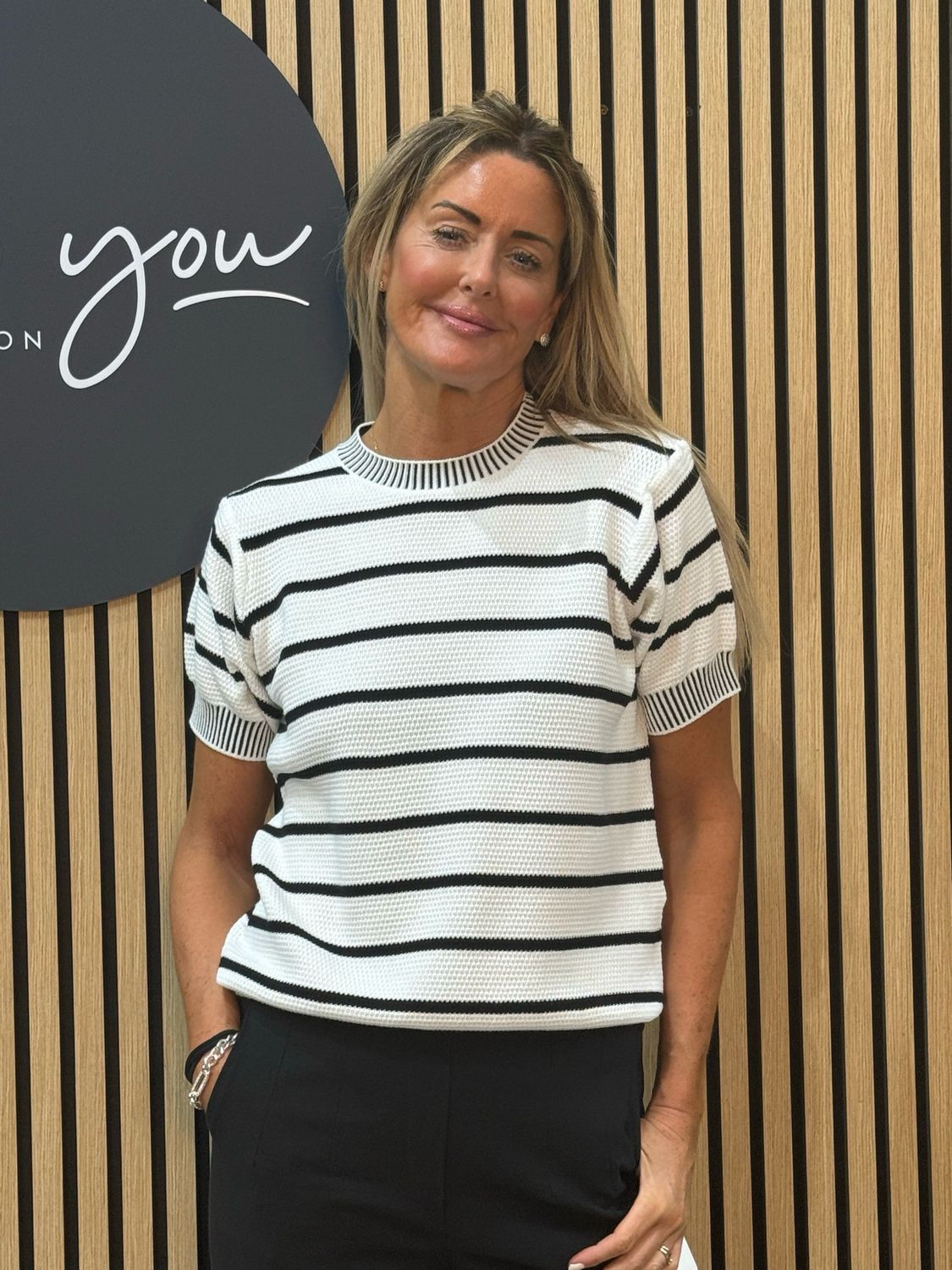 Striped Short Sleeve Knit Jumper - White/Black