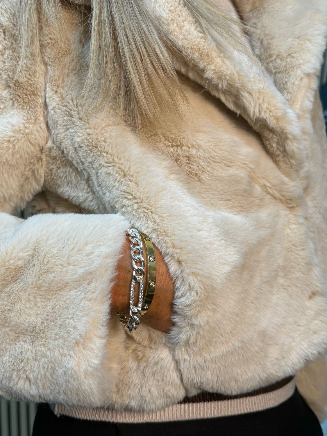 Faux Fur Jacket - Cream