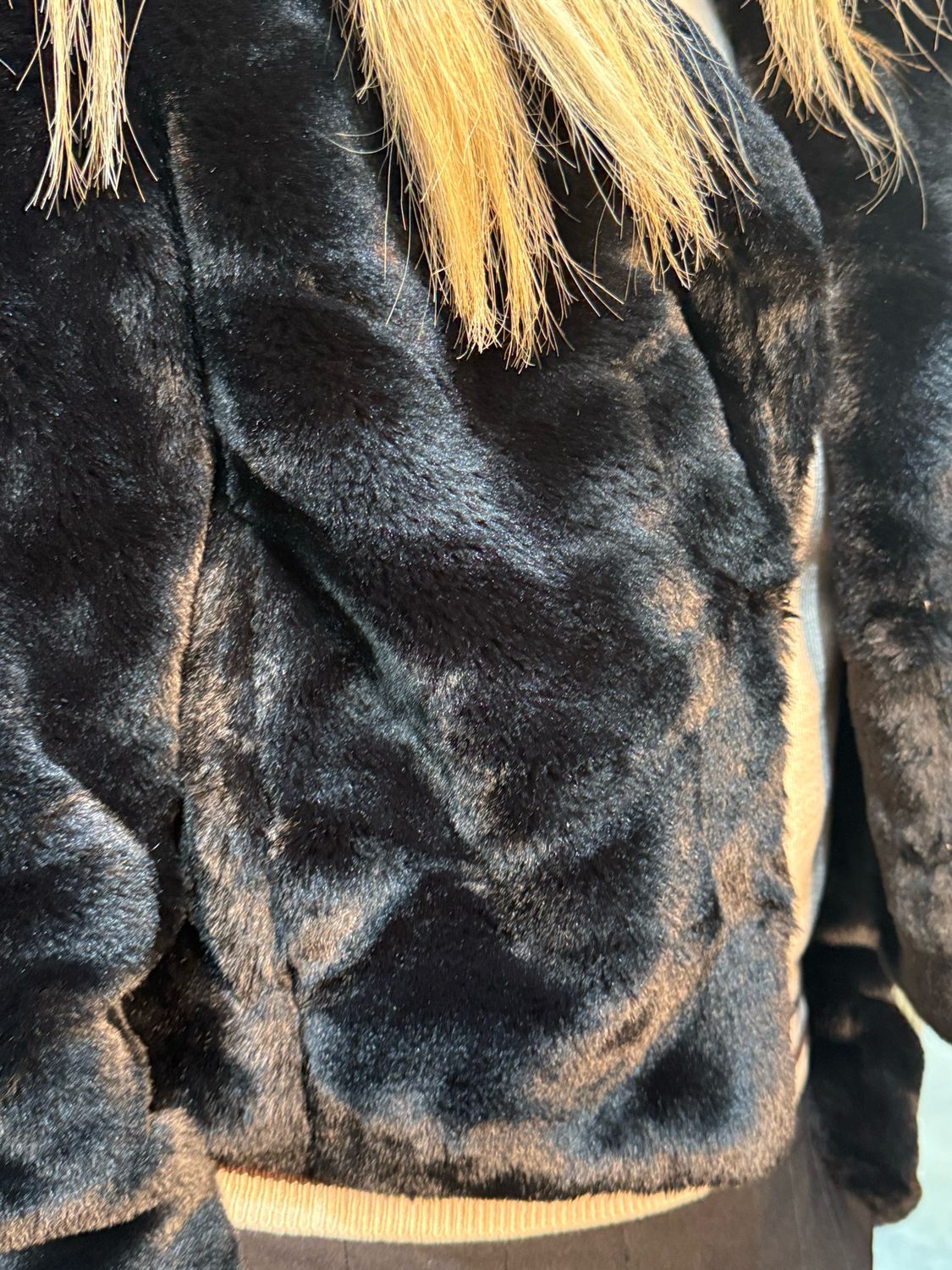 Faux Fur Jacket - Black