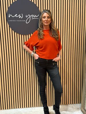 Frill Sleeve Knit Top - Burnt Orange