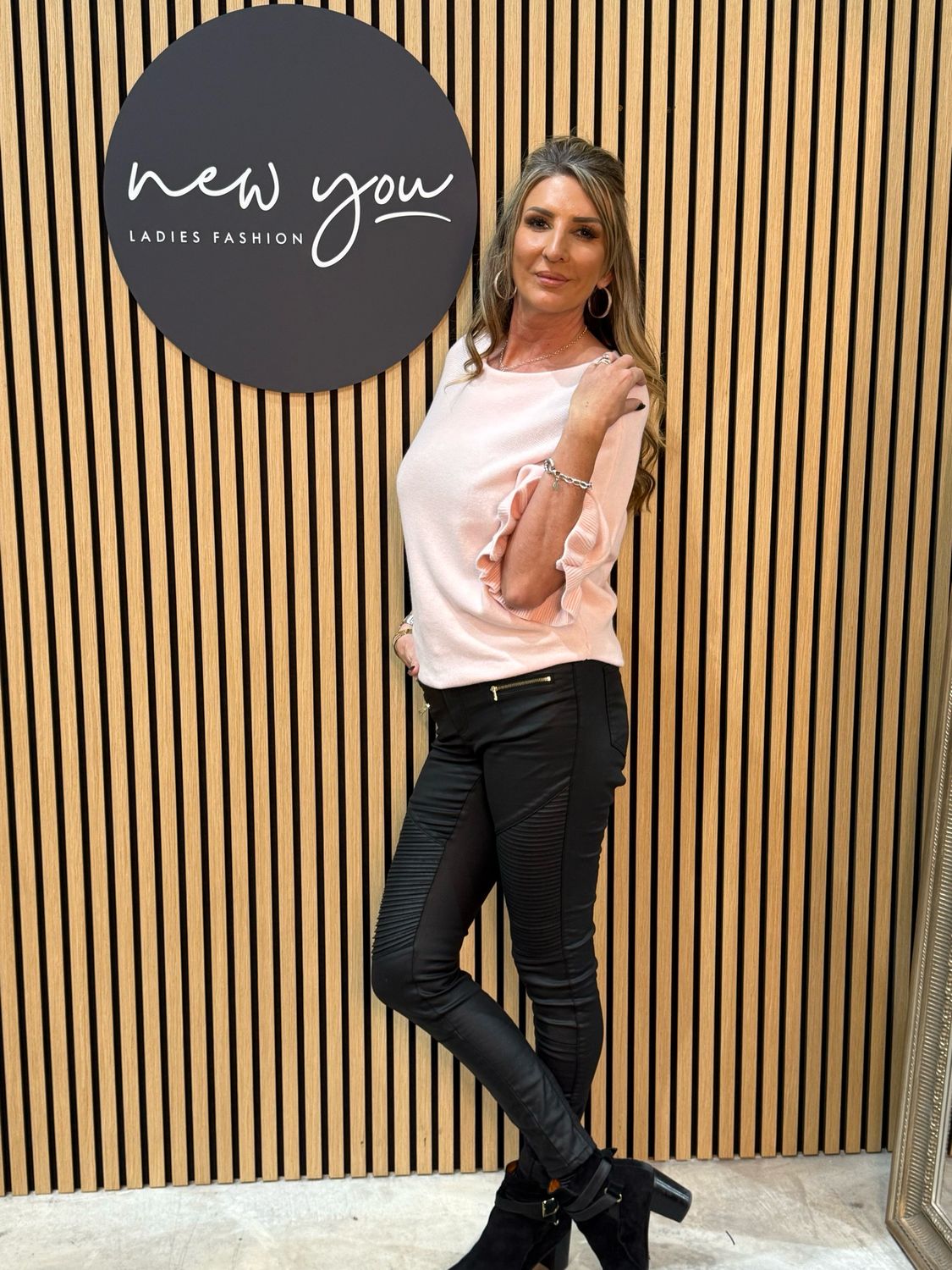Frill Sleeve Knit Top - Pink