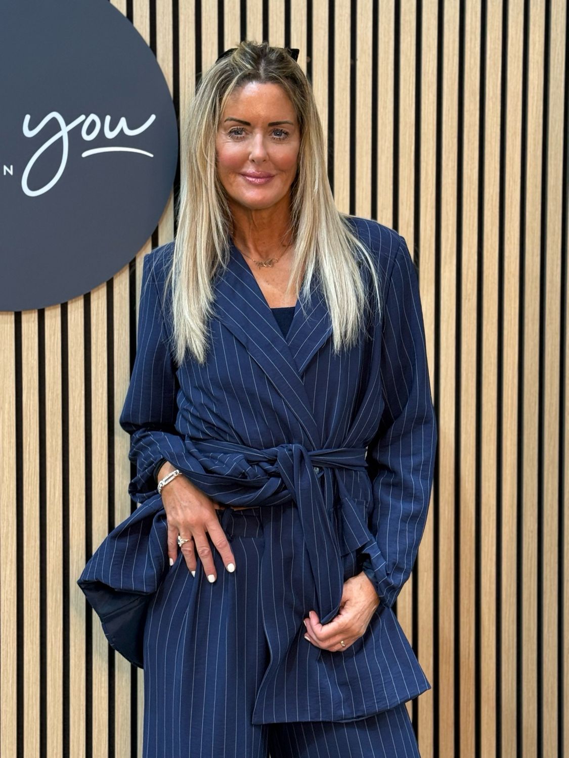 Double Breasted Pinstripe Trouser Suit - Navy