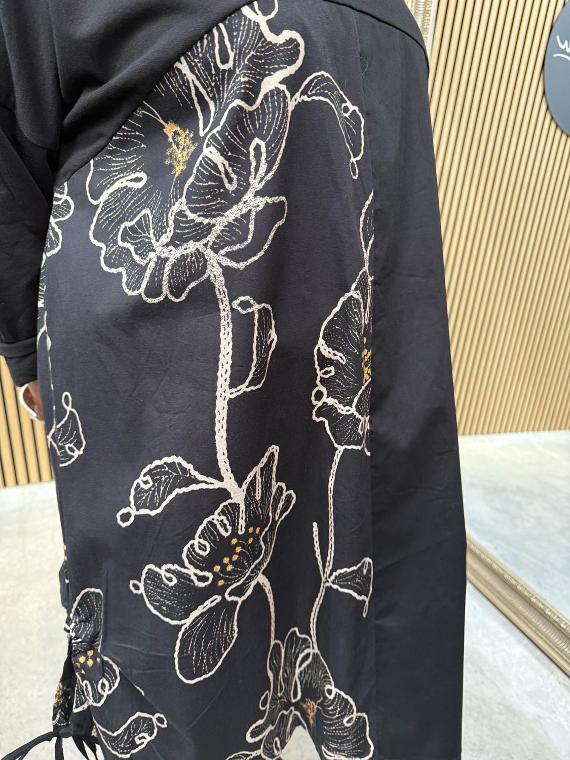 Floral Print Tunic Dress - Black