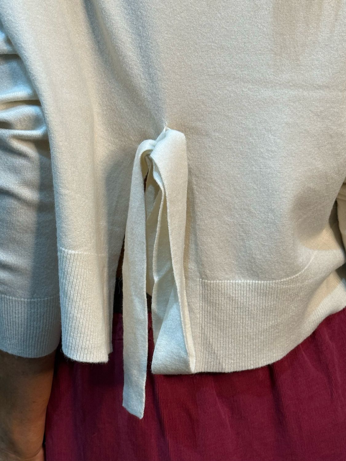 Tie Back Cropped Jumper - Cream