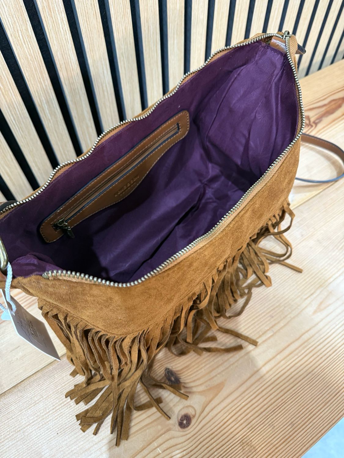 Suede Fringe Shoulder Bag - Tan