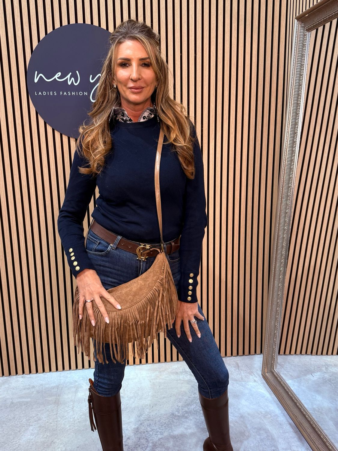 Suede Fringe Shoulder Bag - Tan