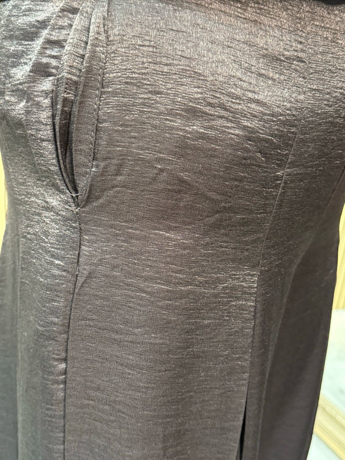 Wide Leg Pleated Trousers - Metallic Black