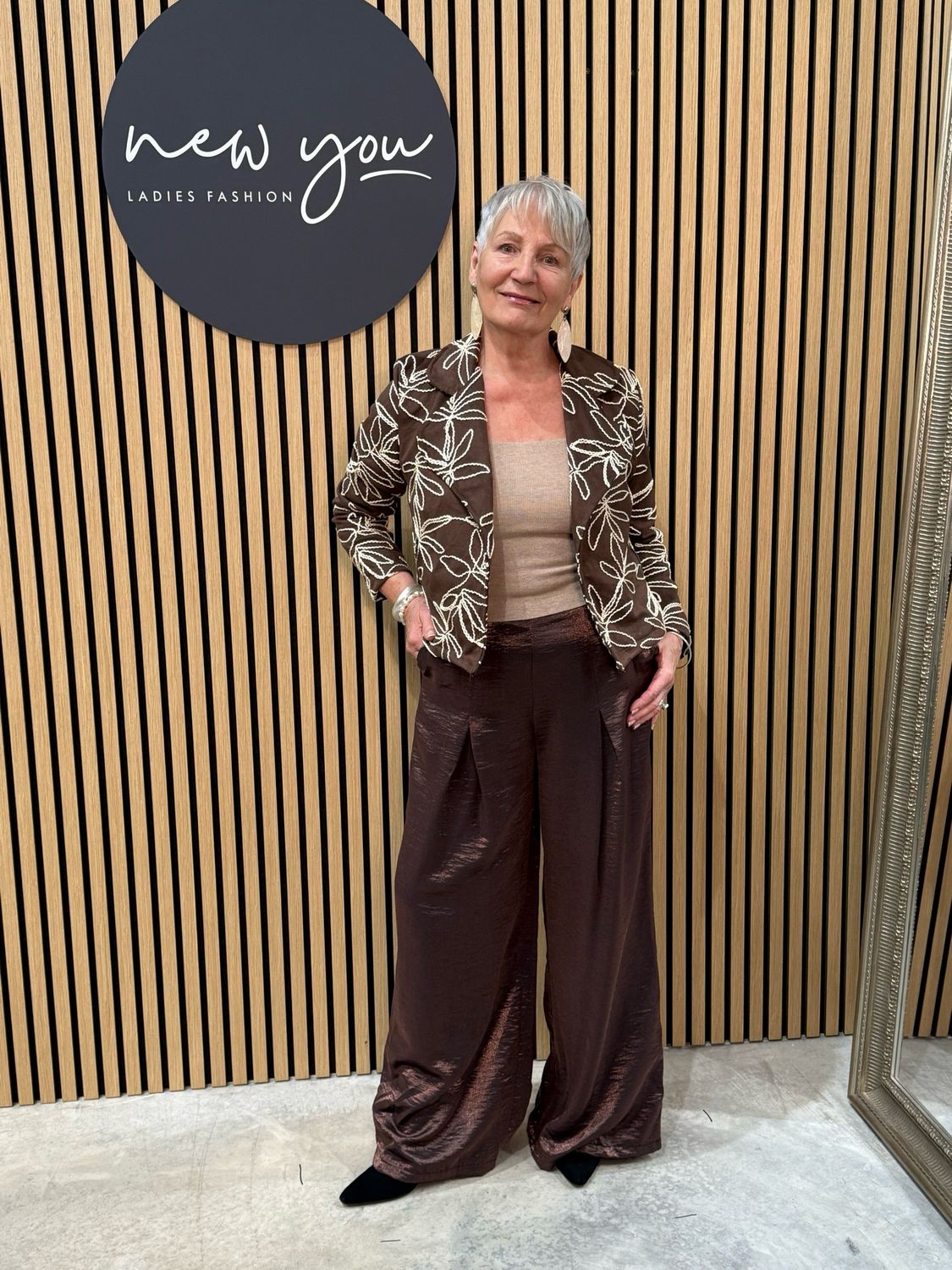 Wide Leg Pleated Trousers - Metallic Bronze