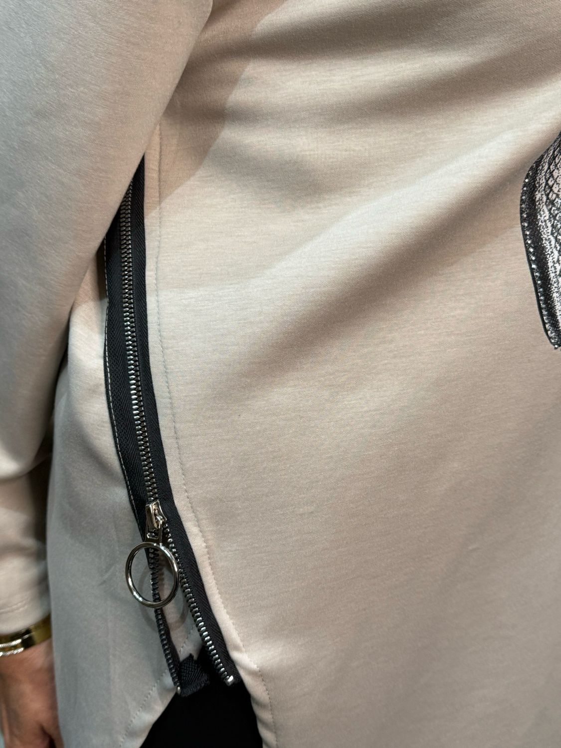 Hooded Tunic With Sneaker Design - Beige