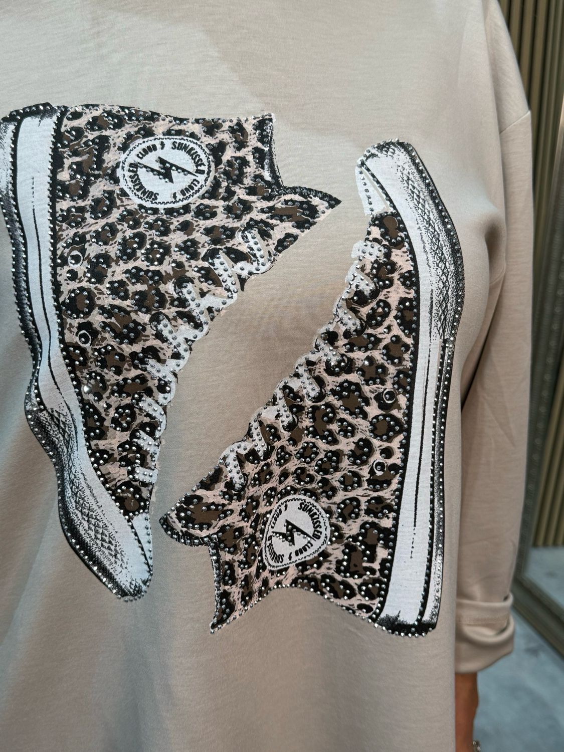 Hooded Tunic With Sneaker Design - Beige
