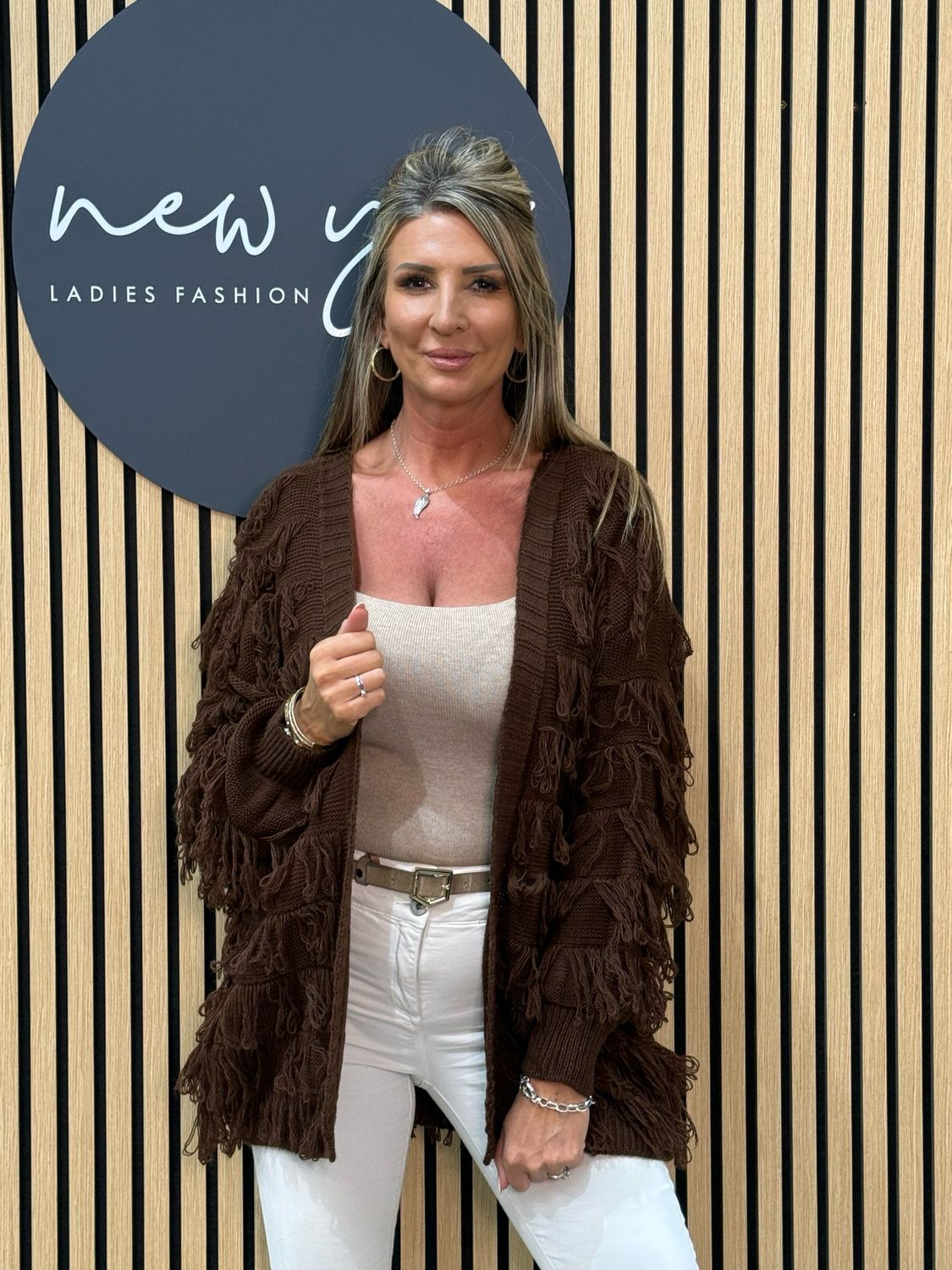 Tassel Knitted Cardigan - Brown