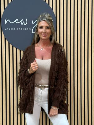 Tassel Knitted Cardigan - Brown