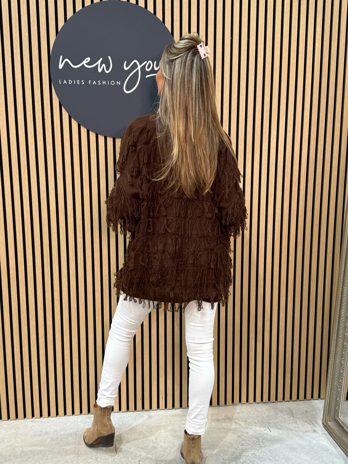 Tassel Knitted Cardigan - Brown