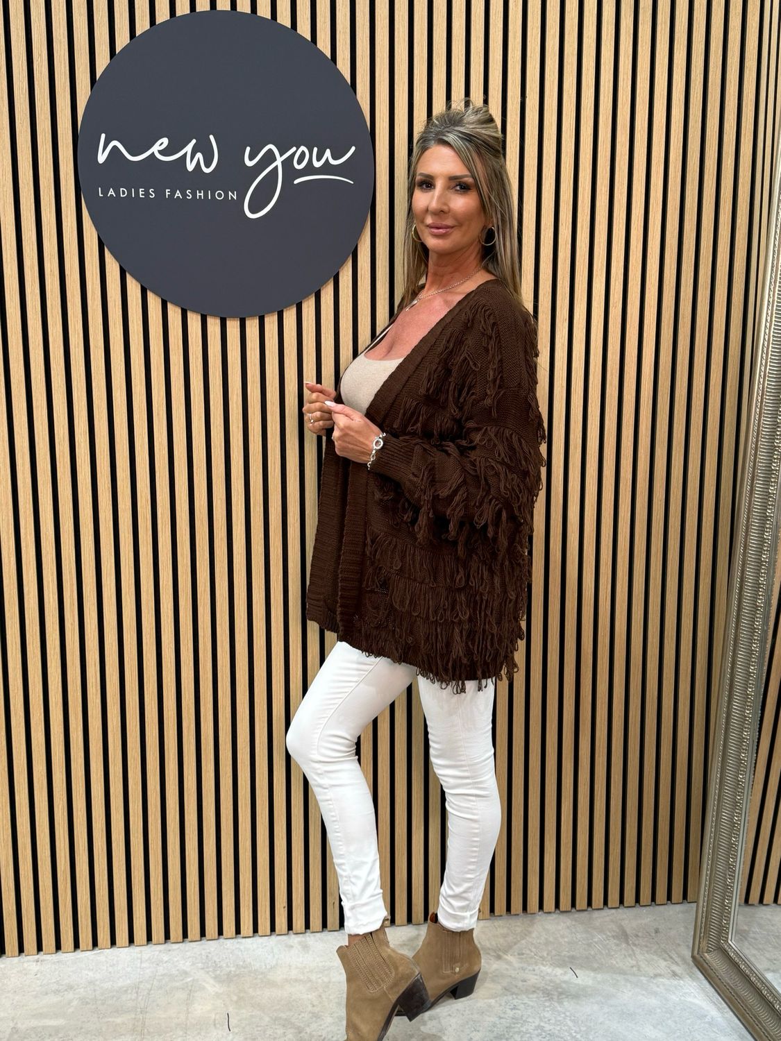 Tassel Knitted Cardigan - Brown