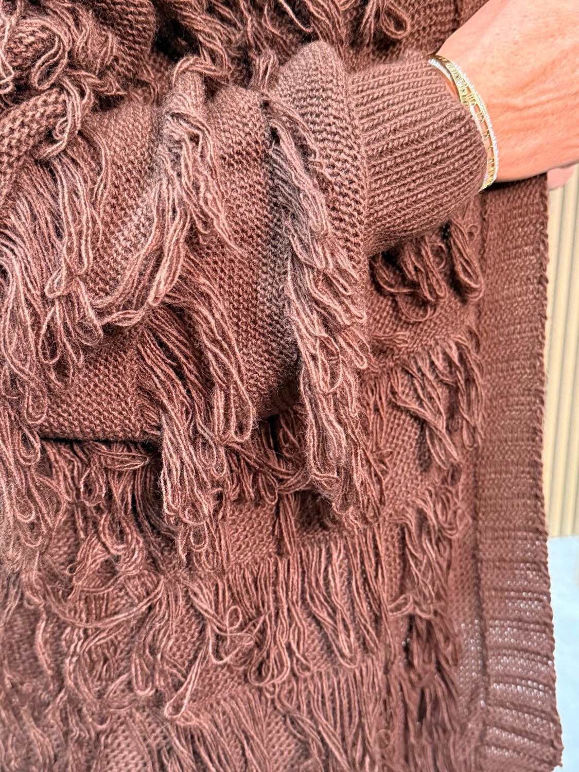 Tassel Knitted Cardigan - Brown