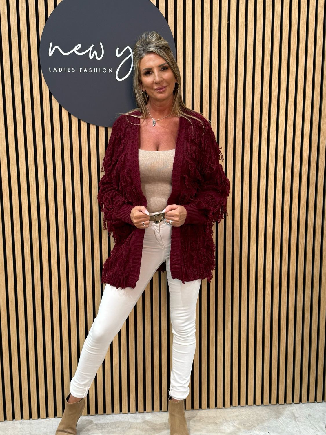 Tassel Knitted Cardigan - Burgundy