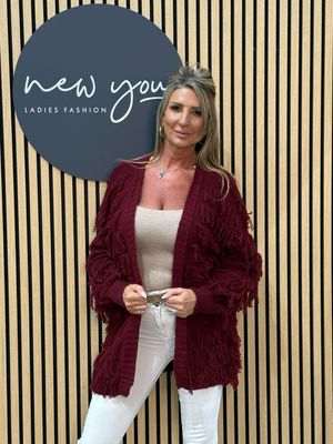 Tassel Knitted Cardigan - Burgundy