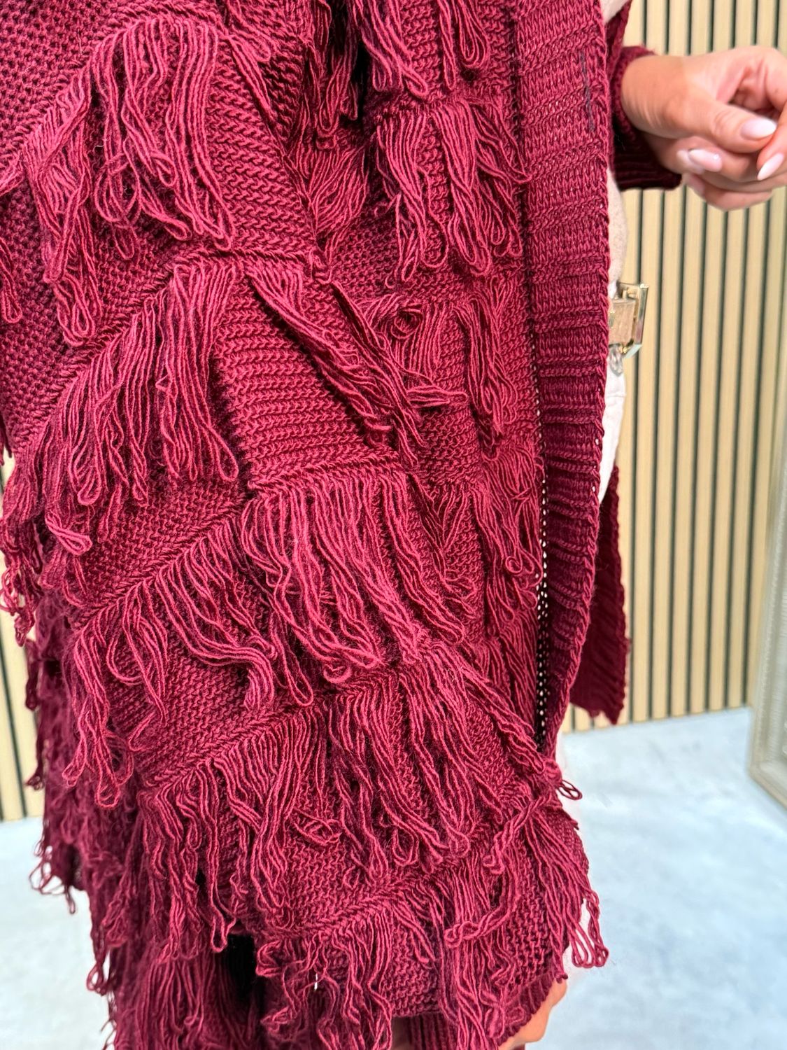 Tassel Knitted Cardigan - Burgundy