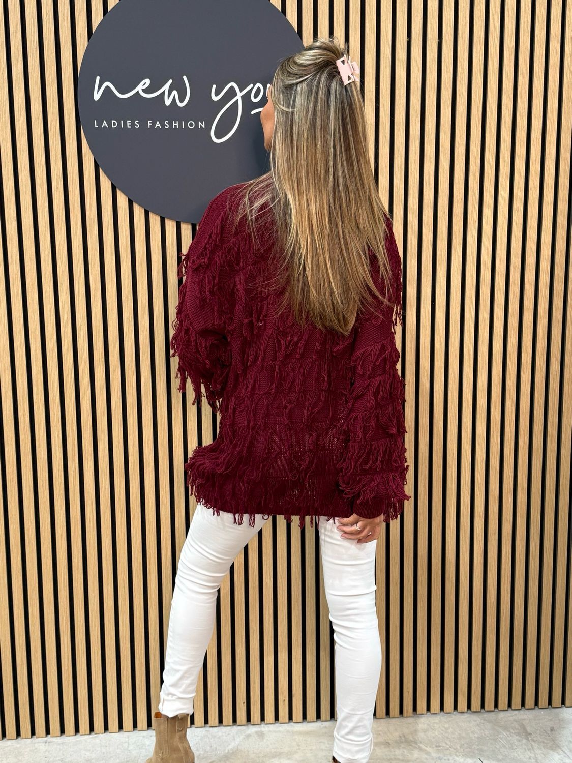 Tassel Knitted Cardigan - Burgundy