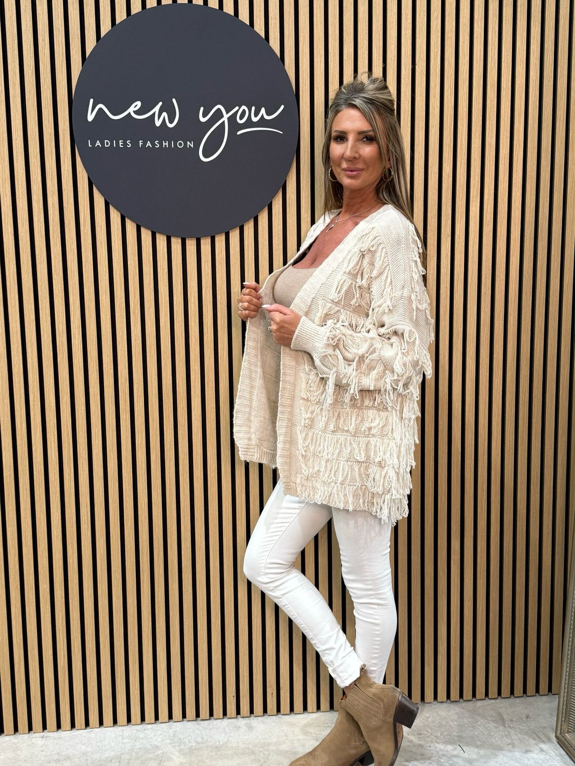 Tassel Knitted Cardigan - Cream