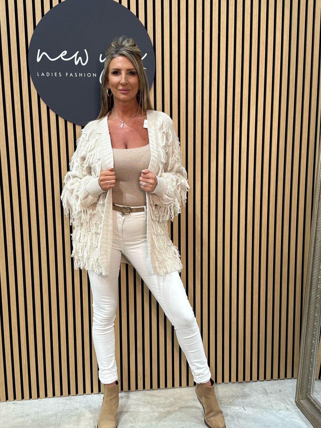 Tassel Knitted Cardigan - Cream
