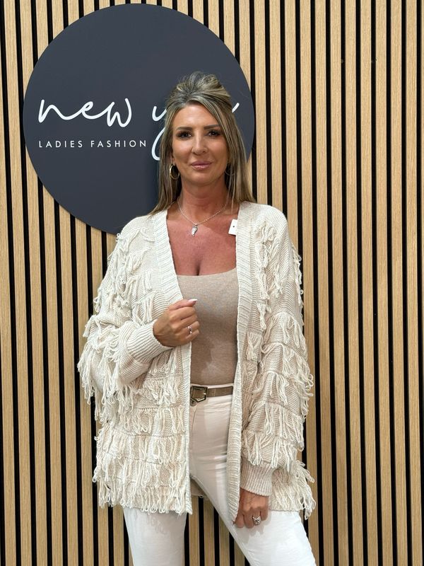 Tassel Knitted Cardigan - Cream