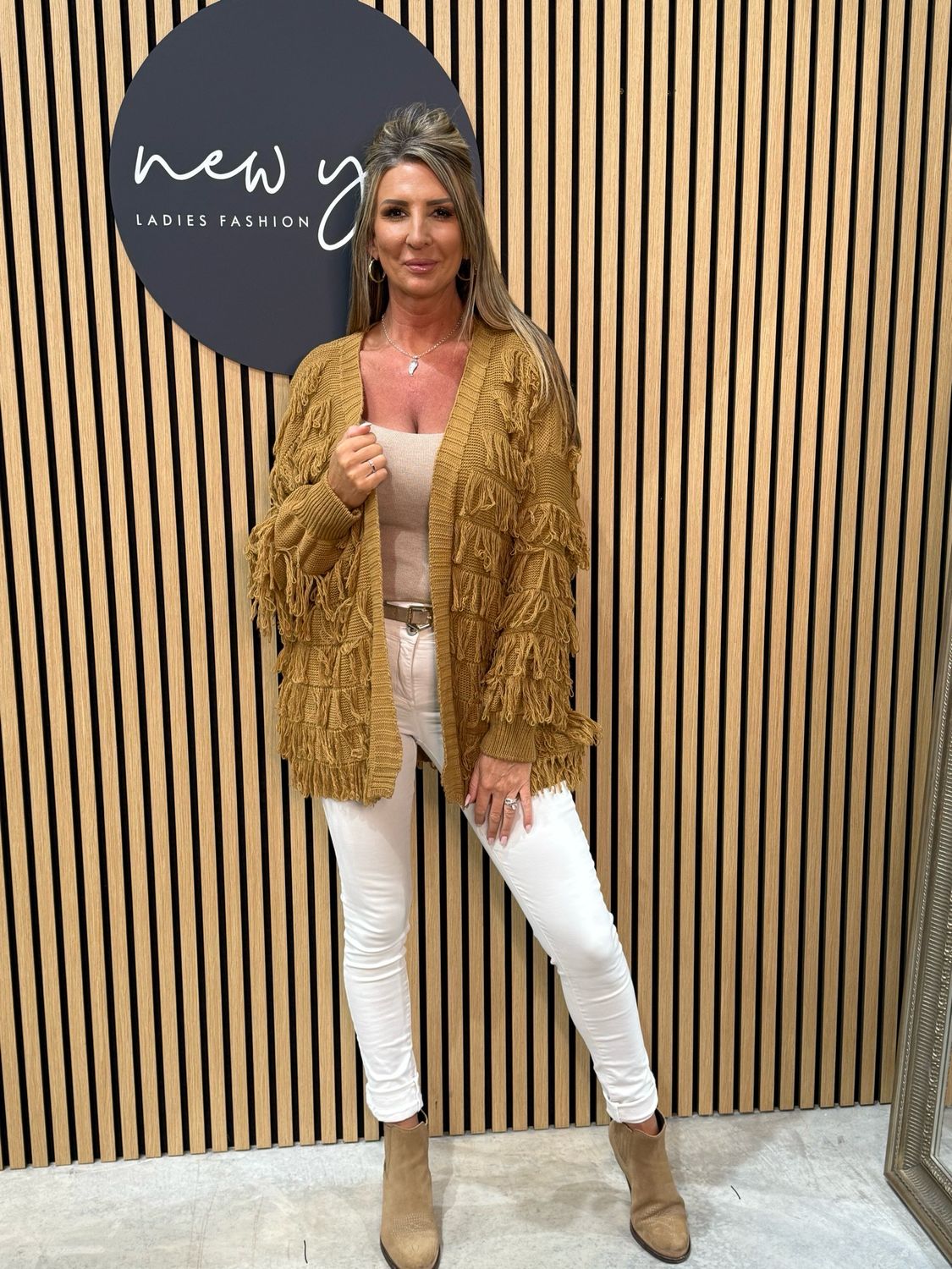 Tassel Knitted Cardigan - Camel
