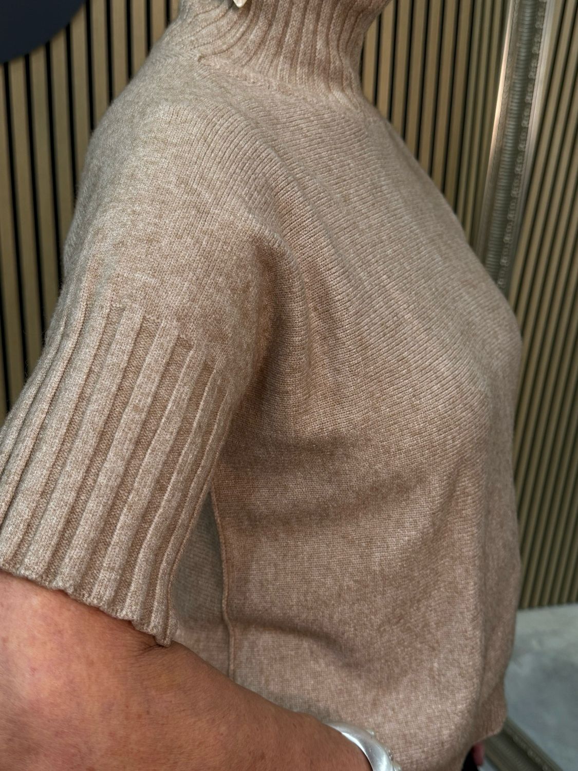 Short Sleeve Knit Top - Taupe