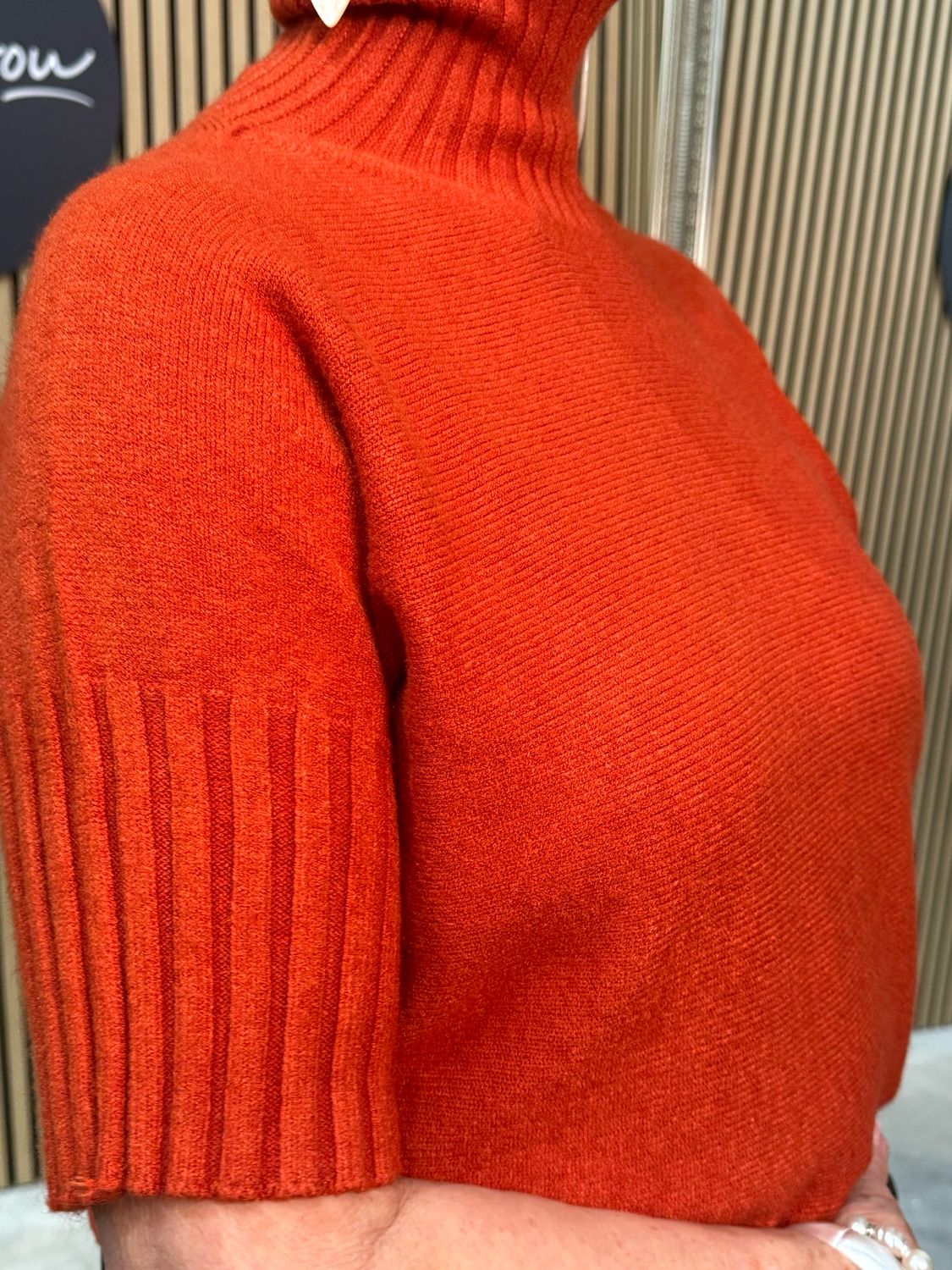 Short Sleeve Knit Top - Orange