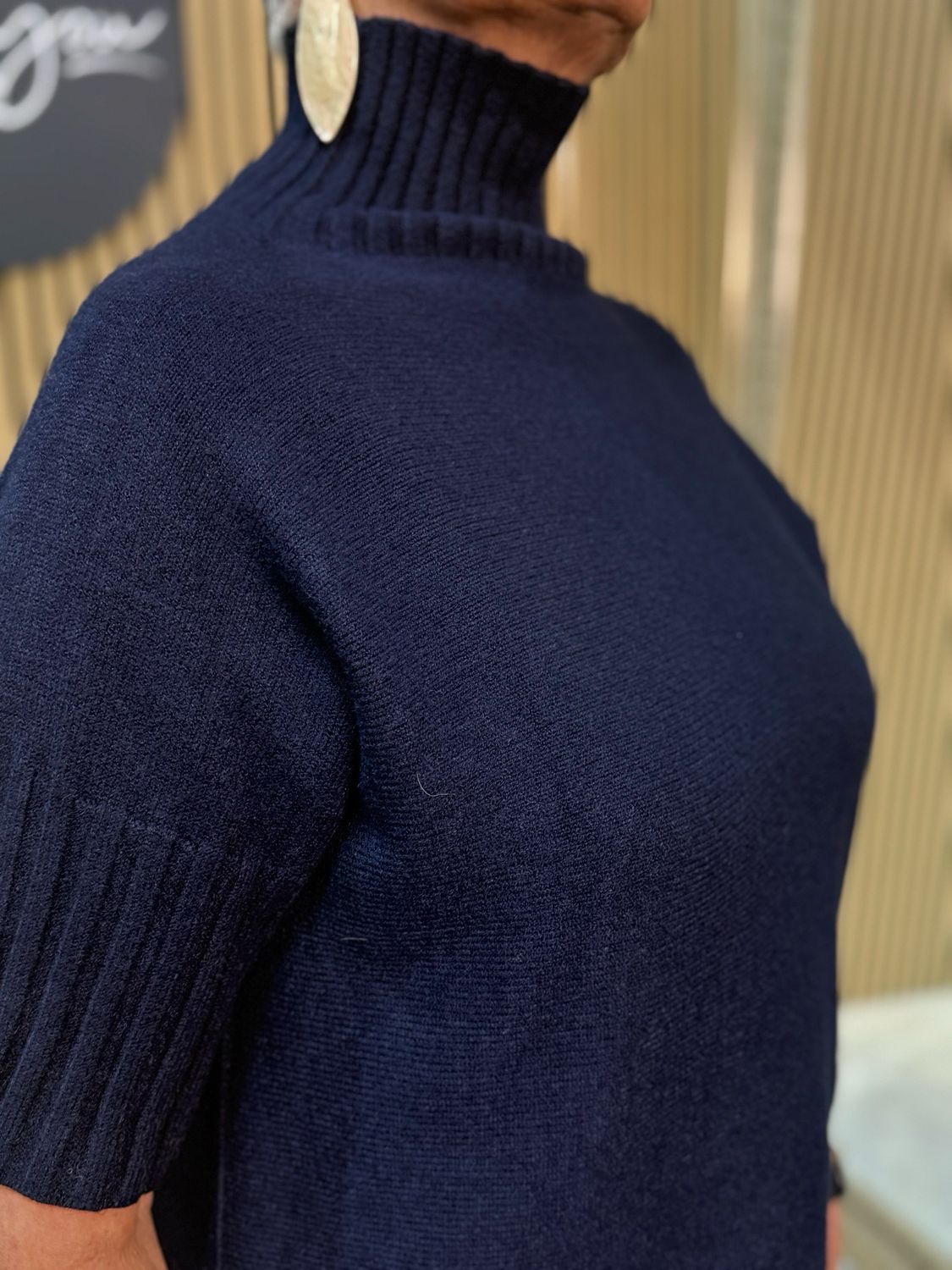 Short Sleeve Knit Top - Navy