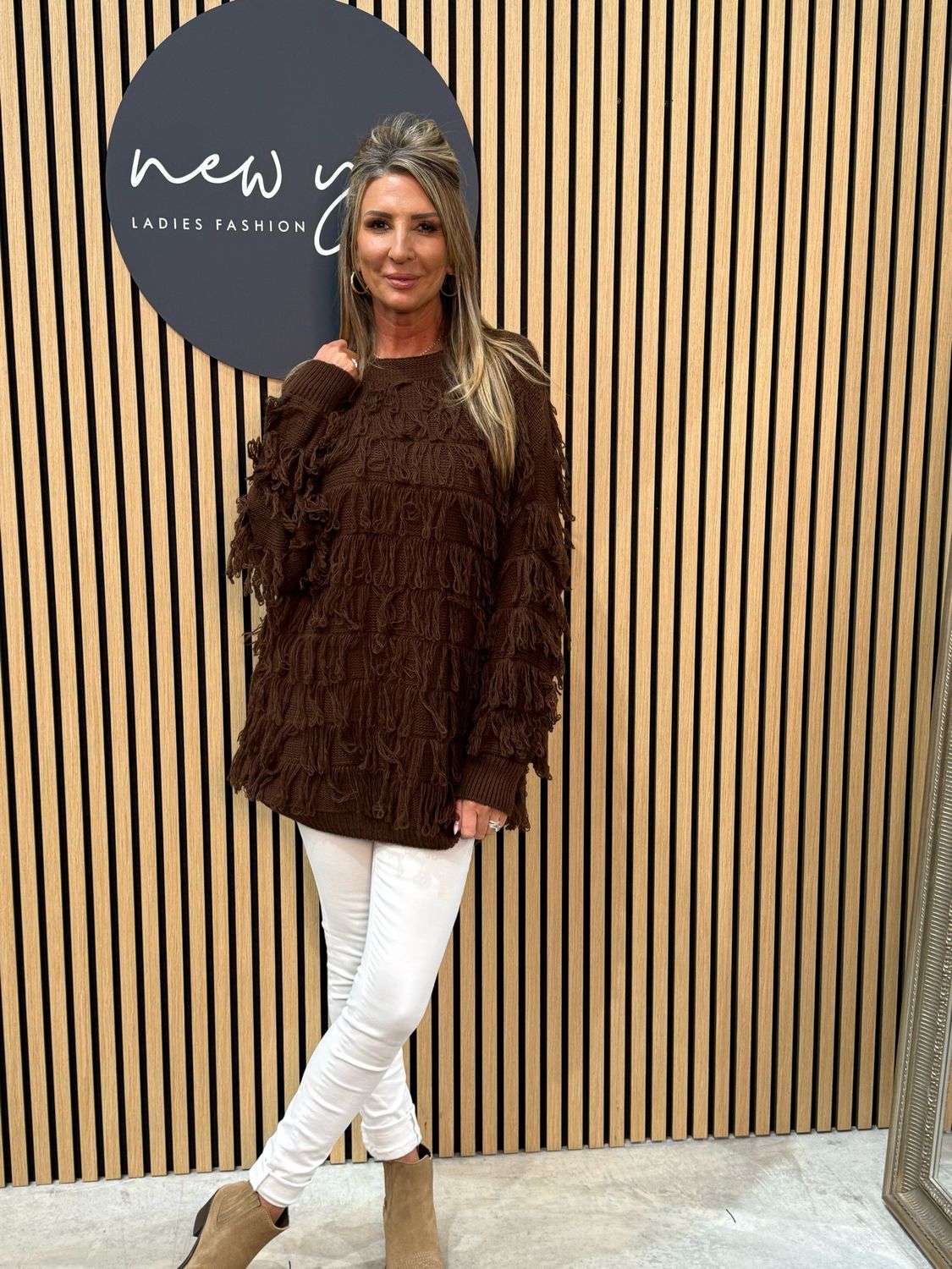Tassel Knit Jumper Brown