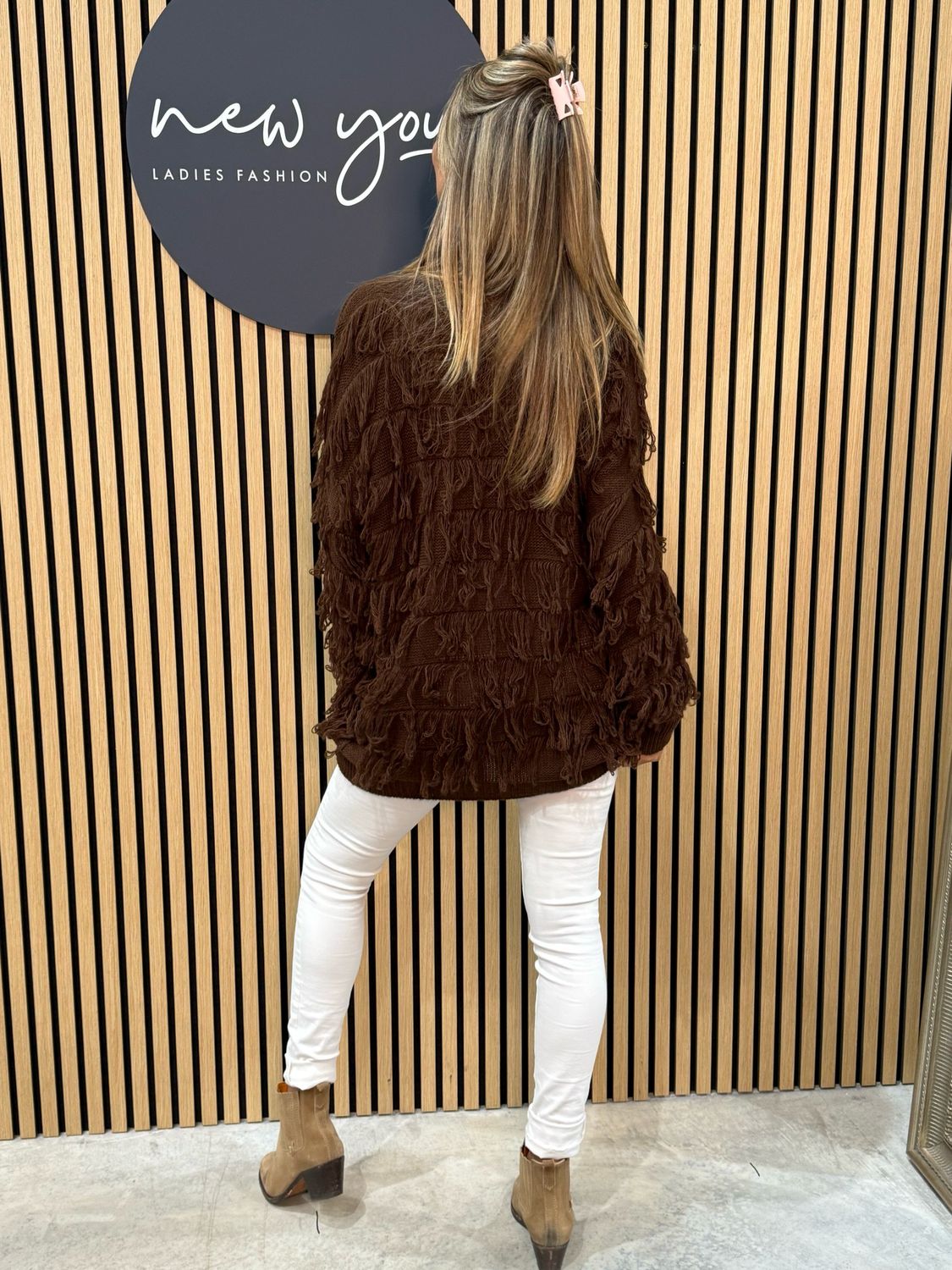 Tassel Knit Jumper Brown
