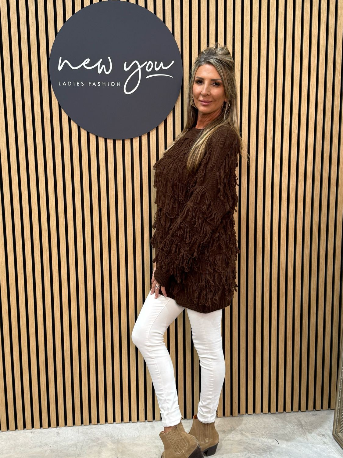 Tassel Knit Jumper Brown