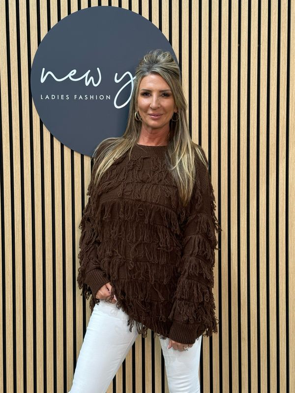 Tassel Knit Jumper Brown