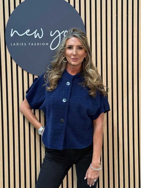 Mila - Button Knit Jacket - Navy