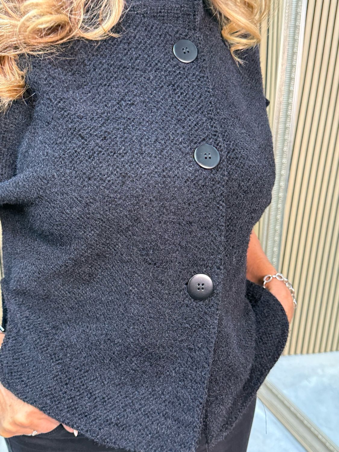 Mila - Button Knit Jacket - Black