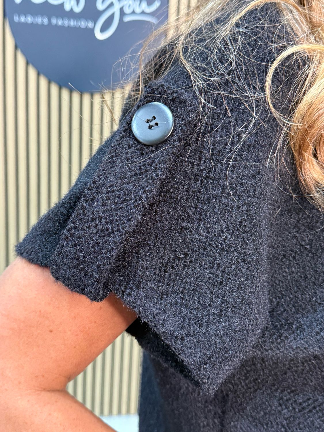 Mila - Button Knit Jacket - Black