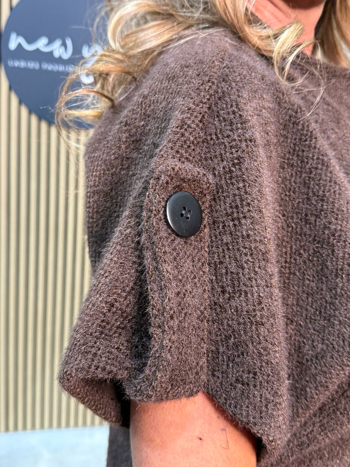 Mila - Button Knit Jacket - Chocolate Brown